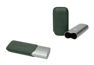 ПОРТСИГАР ANGELO 2P ANODISED ALUMINIUM MATTE FINISH GREY/PU GREEN 16-19CM RING 60 812032