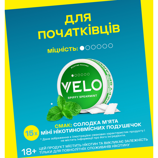 Безтютюнові нікотиновмісні подушечки “VELO Spiffy Spearmint” М